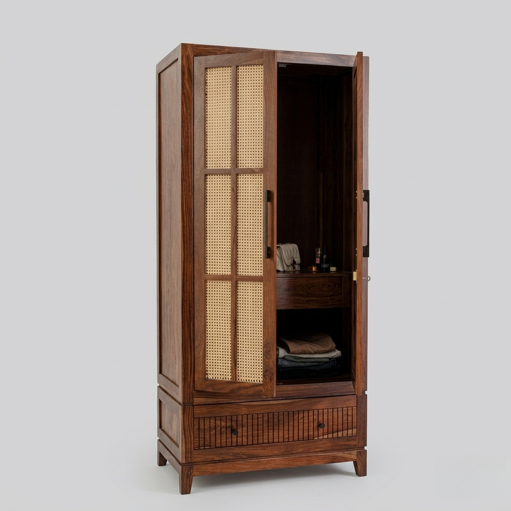 wooden bed with cane design stylish bedroom furniture in Jodhpur India