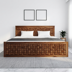 wooden bed with textured finish stylish bedroom furniture in Jodhpur India