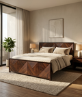 Zyven designer wooden bed modern solid wood bed for bedroom furniture in India